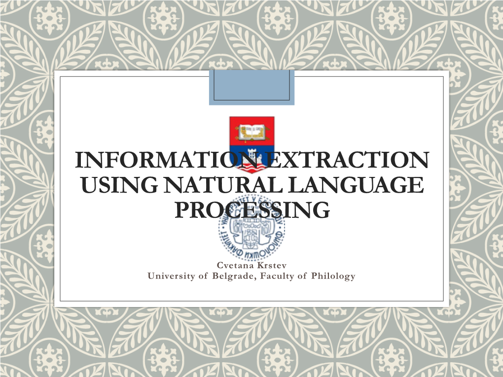 Information Extraction Using Natural Language Processing