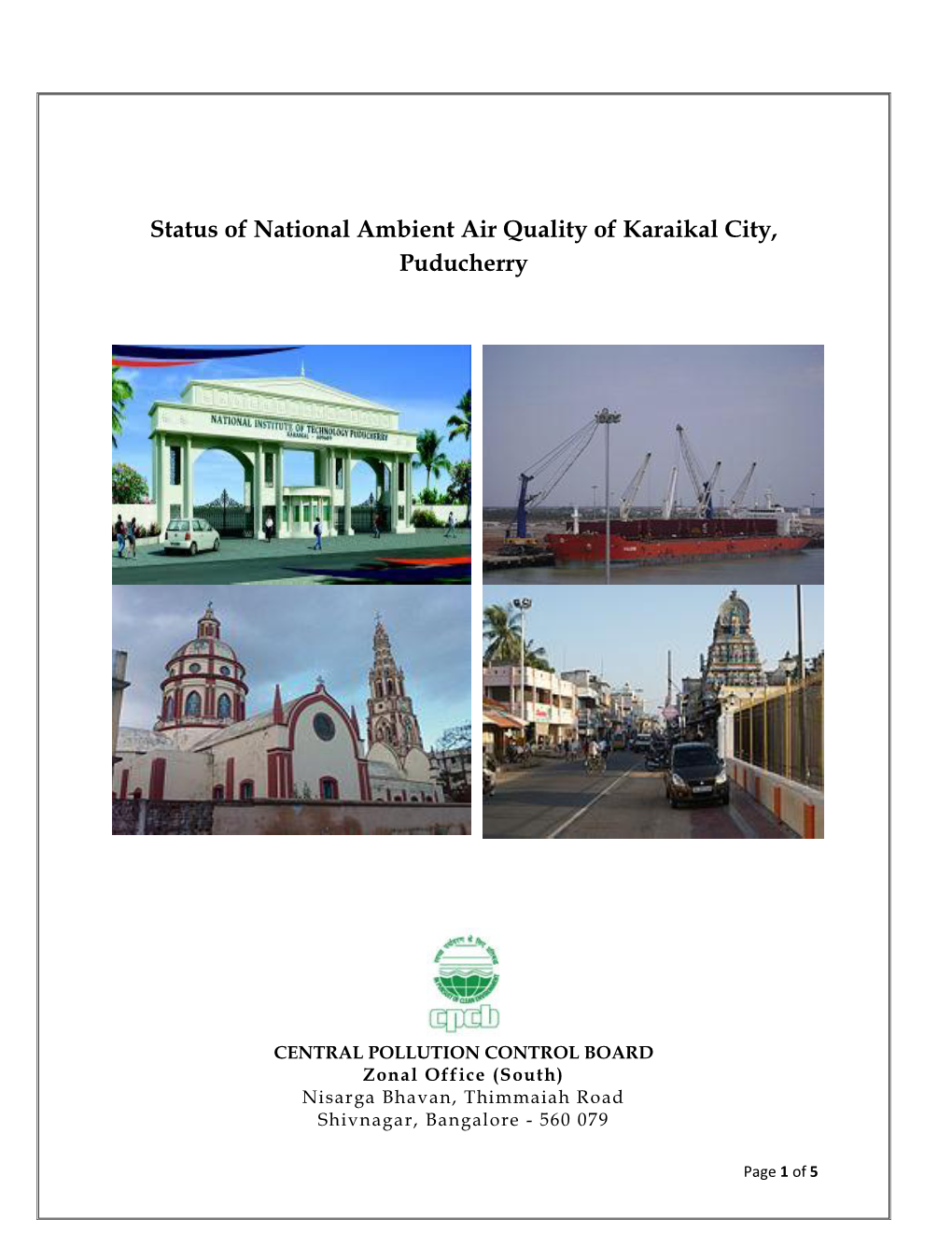 Status of National Ambient Air Quality of Karaikal City, Puducherry