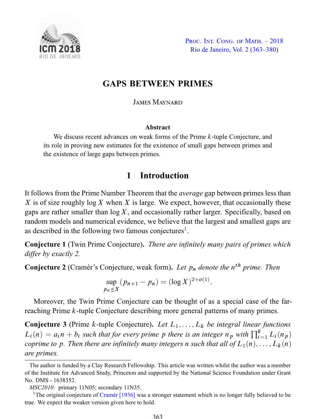 Gaps Between Primes