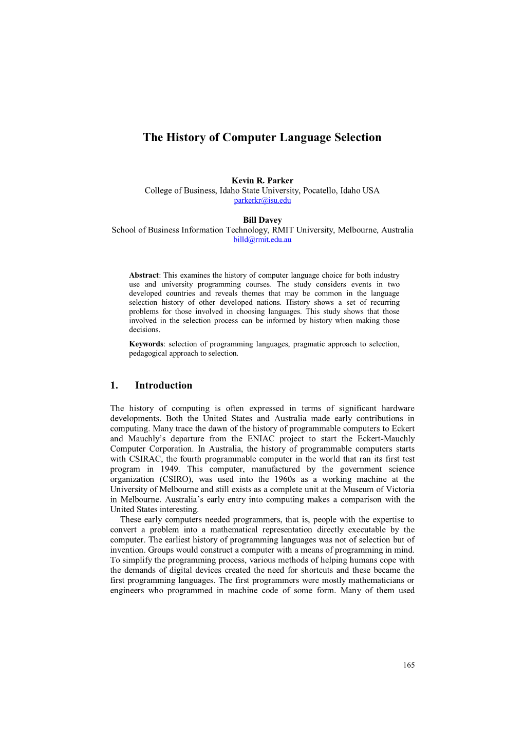 The History of Computer Language Selection
