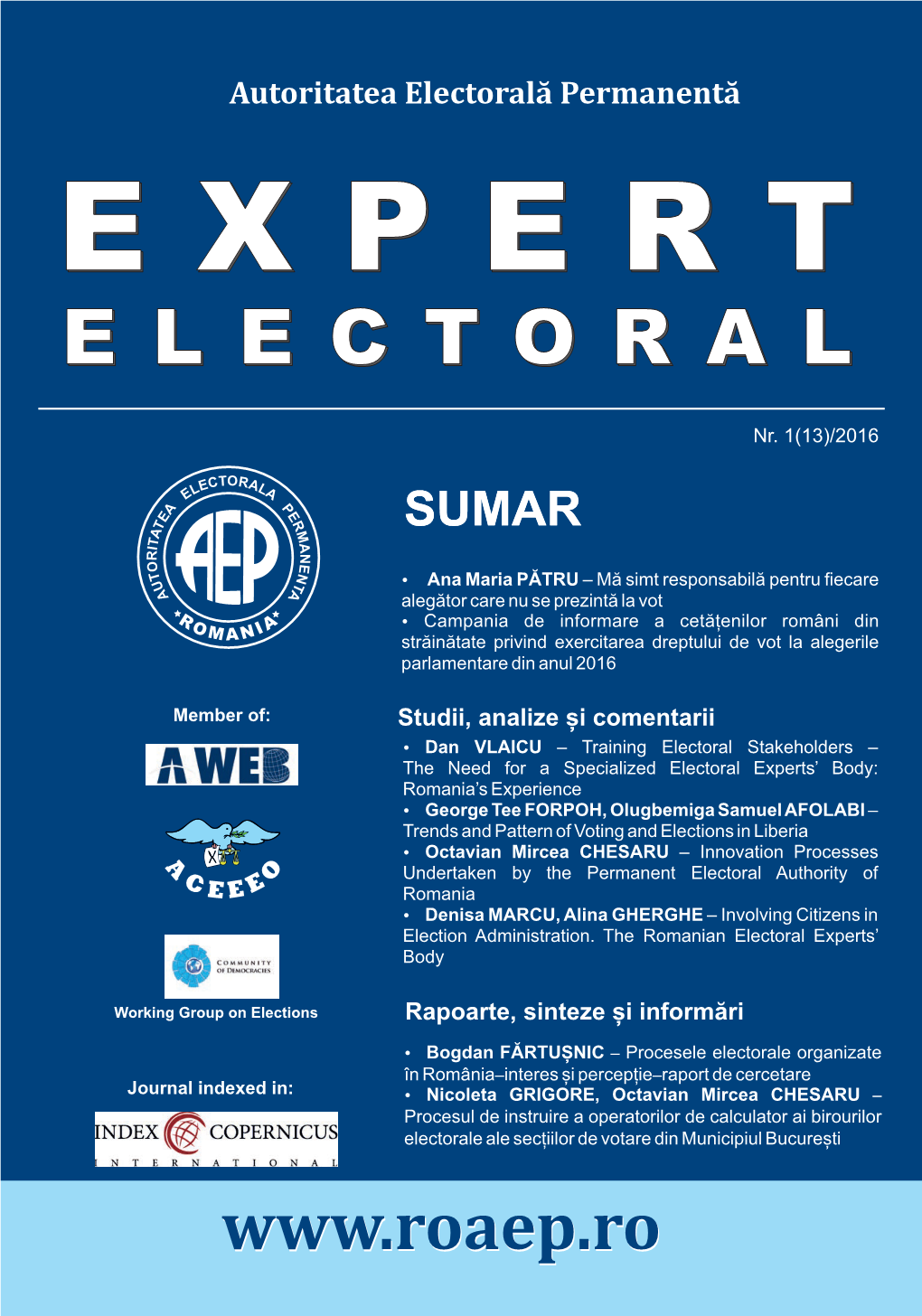 Revista “EXPERT ELECTORAL” – Nr. 1(13)/2016