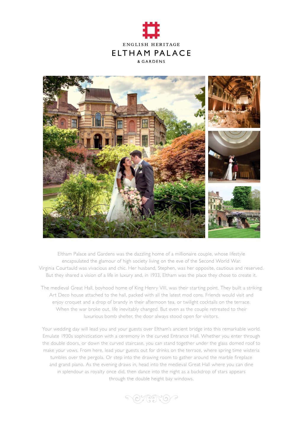 Eltham Palace Wedding Brochure 2018