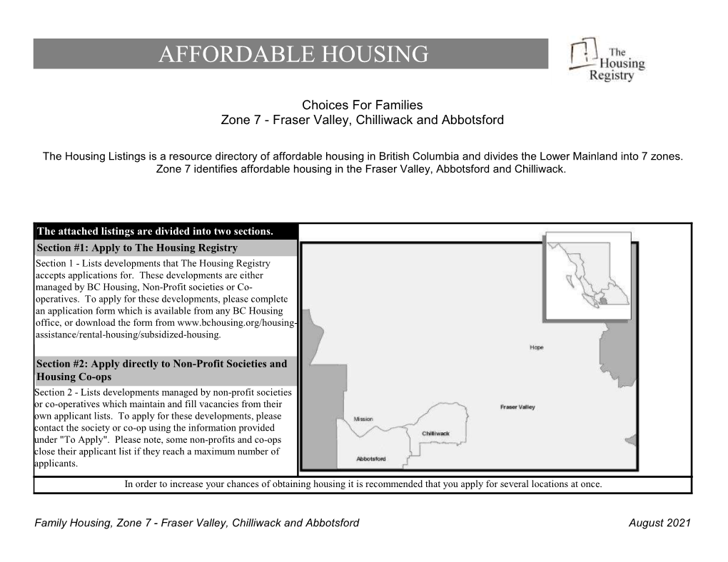 Zone 7 - Fraser Valley, Chilliwack and Abbotsford