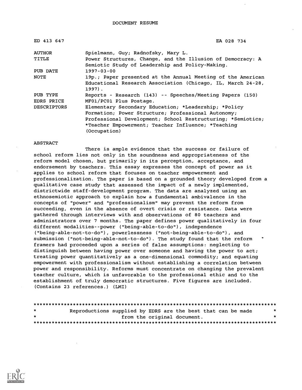 Power Structures, Change, and the Illusion of Democracy: a Semiotic Study of Leadership and Policy-Making