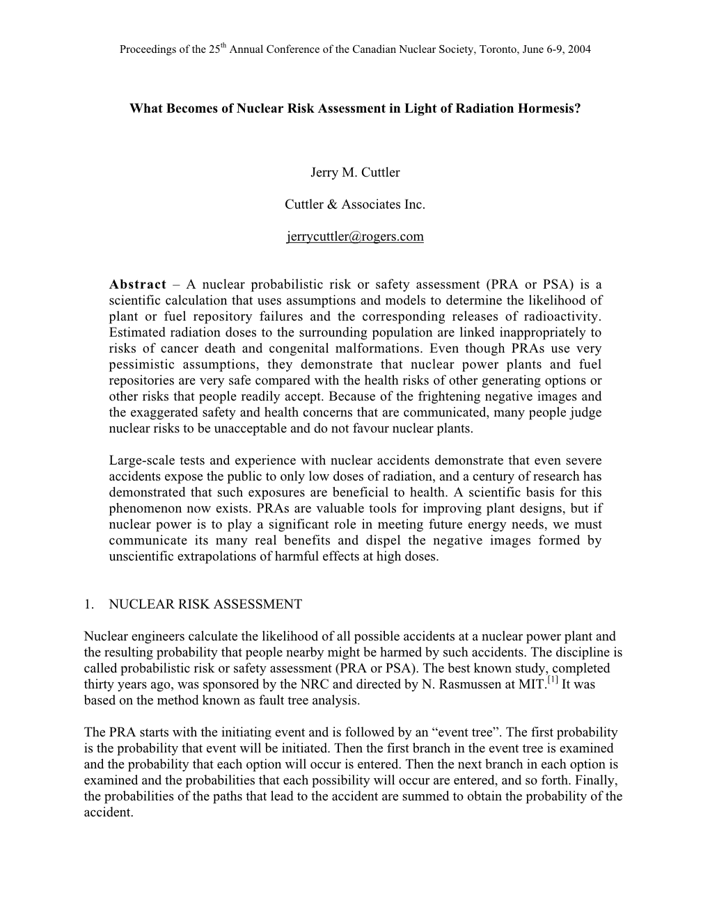 Cuttler – Risk Vs Hormesis