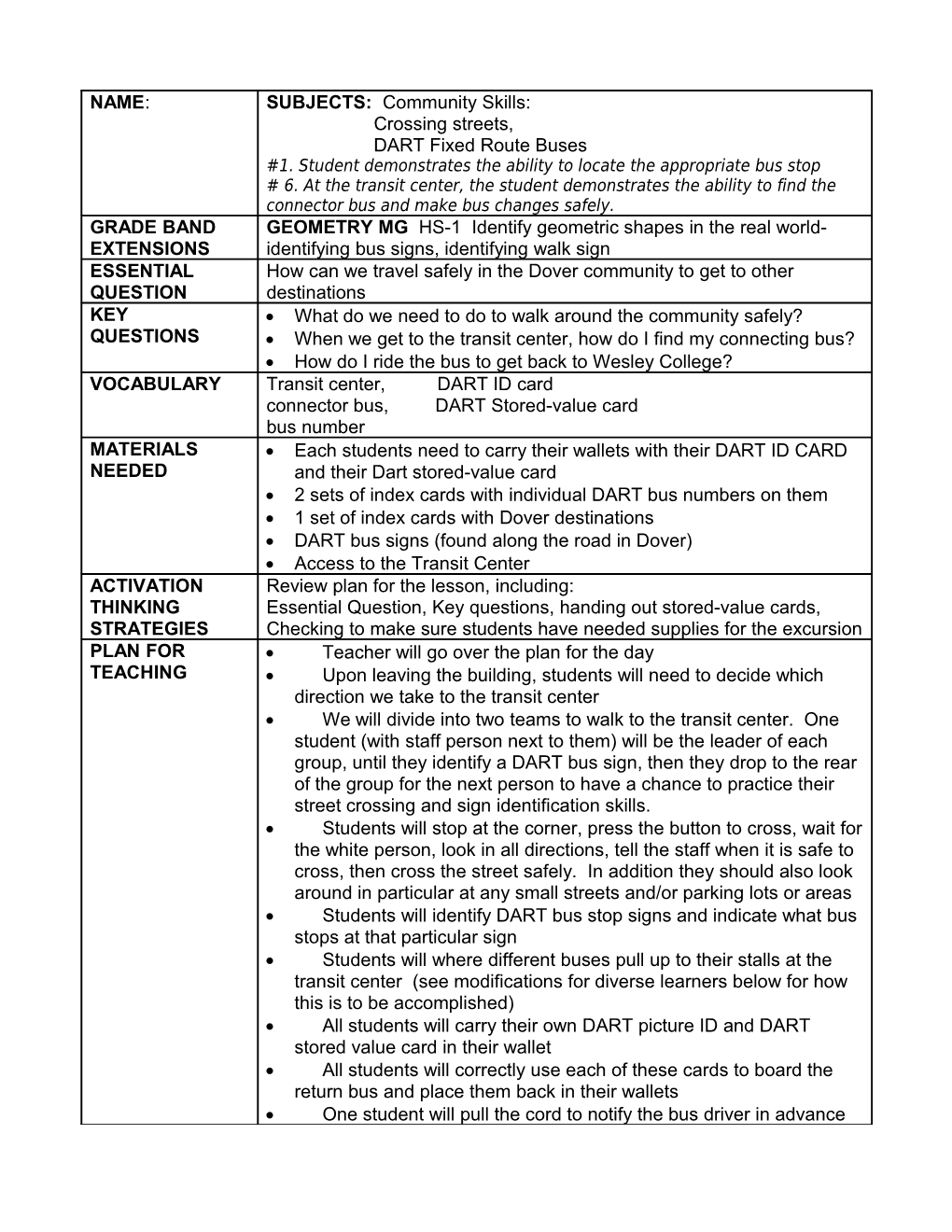 Acquistion Lesson Plan