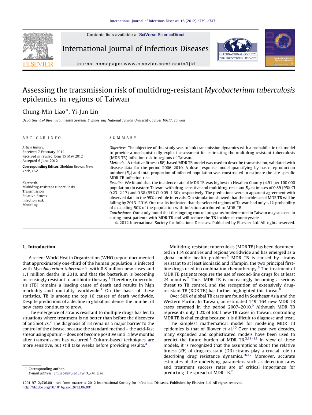 Assessing the Transmission Risk of Multidrug-Resistant Mycobacterium Tuberculosis