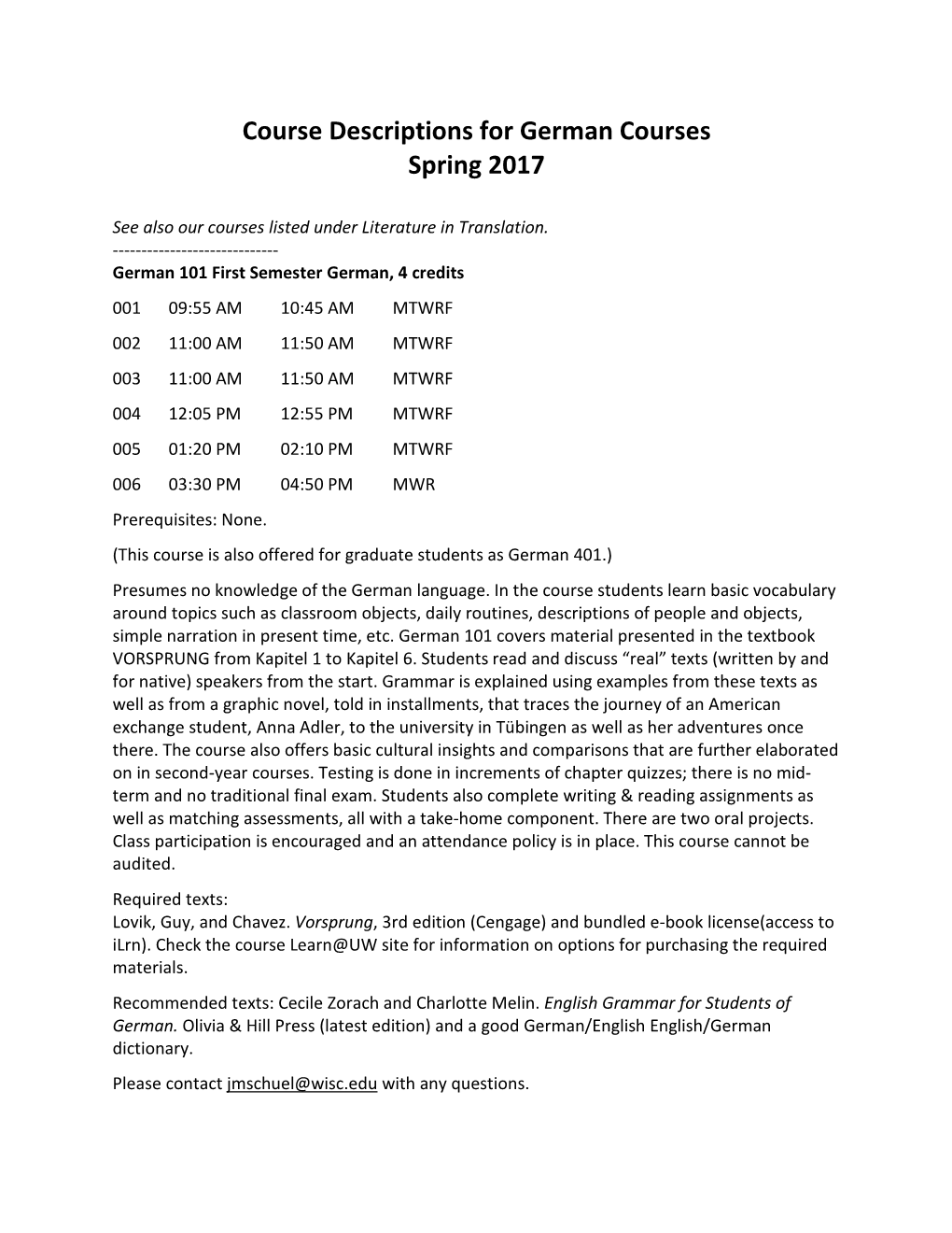 German and Dutch Courses