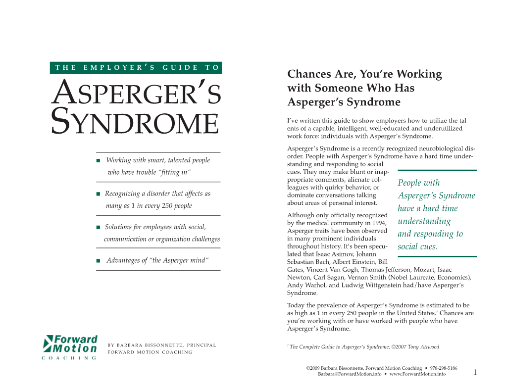 The Employer's Guide to Asperger's Syndrome