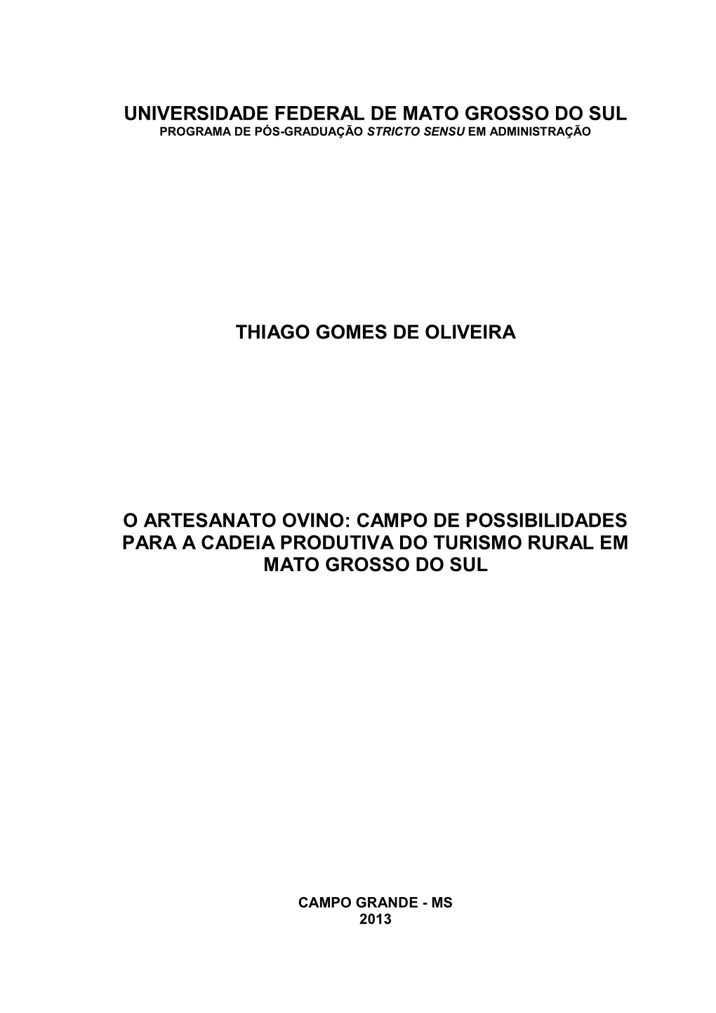 Thiago Gomes De Oliveira O Artesanato Ovino