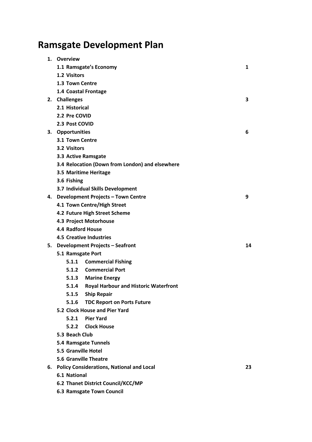 Ramsgate Development Plan 1