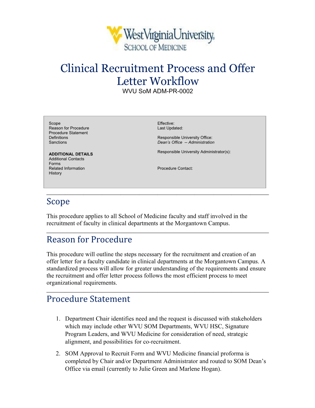 Clinical Recruitment Process and Offer Letter Workflow