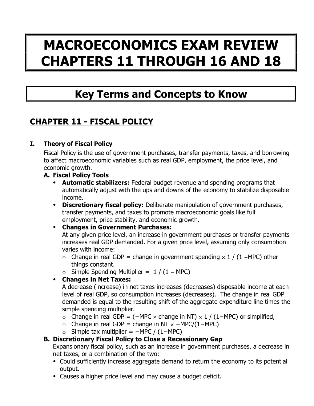 Chapter 11 - Fiscal Policy