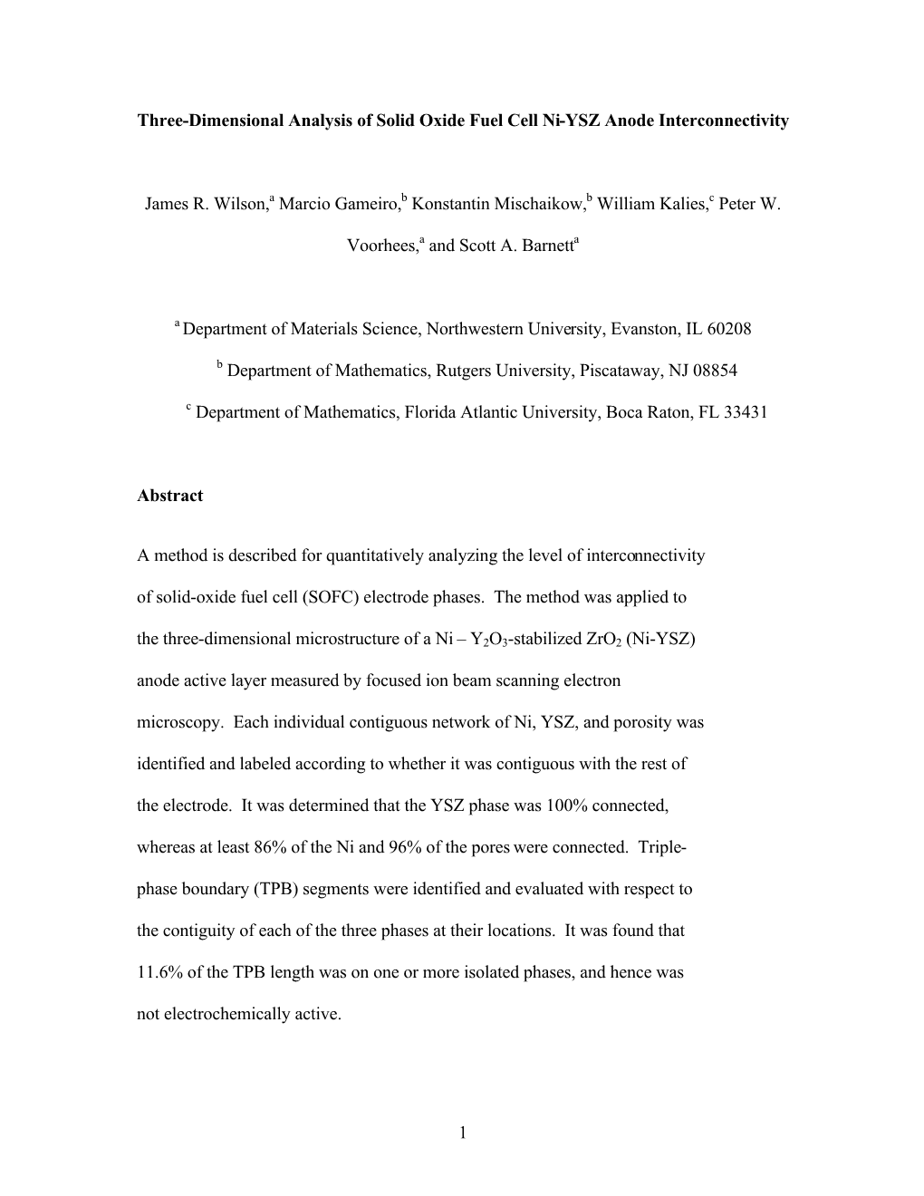 1 Three-Dimensional Analysis of Solid Oxide Fuel Cell Ni-YSZ