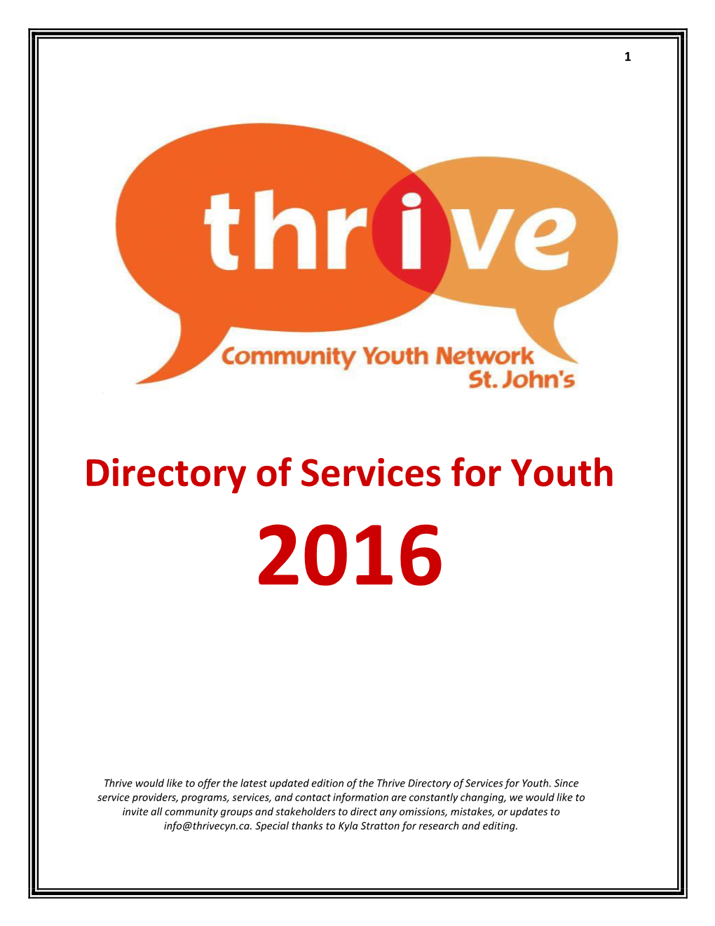 Directory of Services for Youth