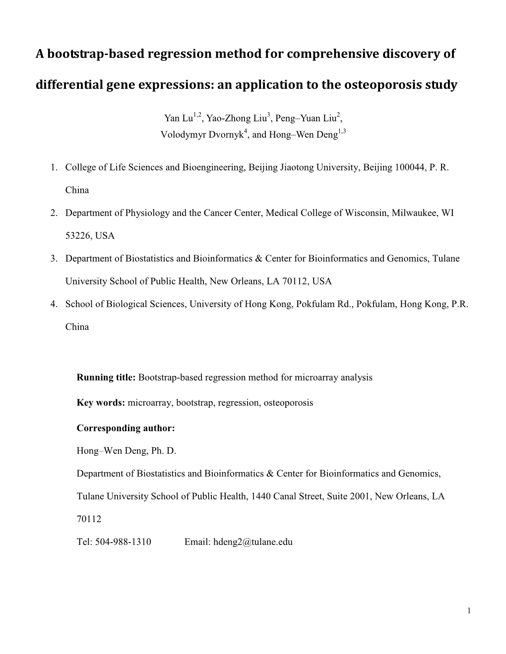 A Bootstrap-Based Regression Method for Comprehensive Discovery of Differential Gene Expressions: an Application to the Osteoporosis Study