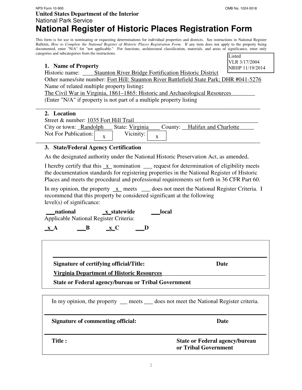 National Register of Historic Places Registration Form