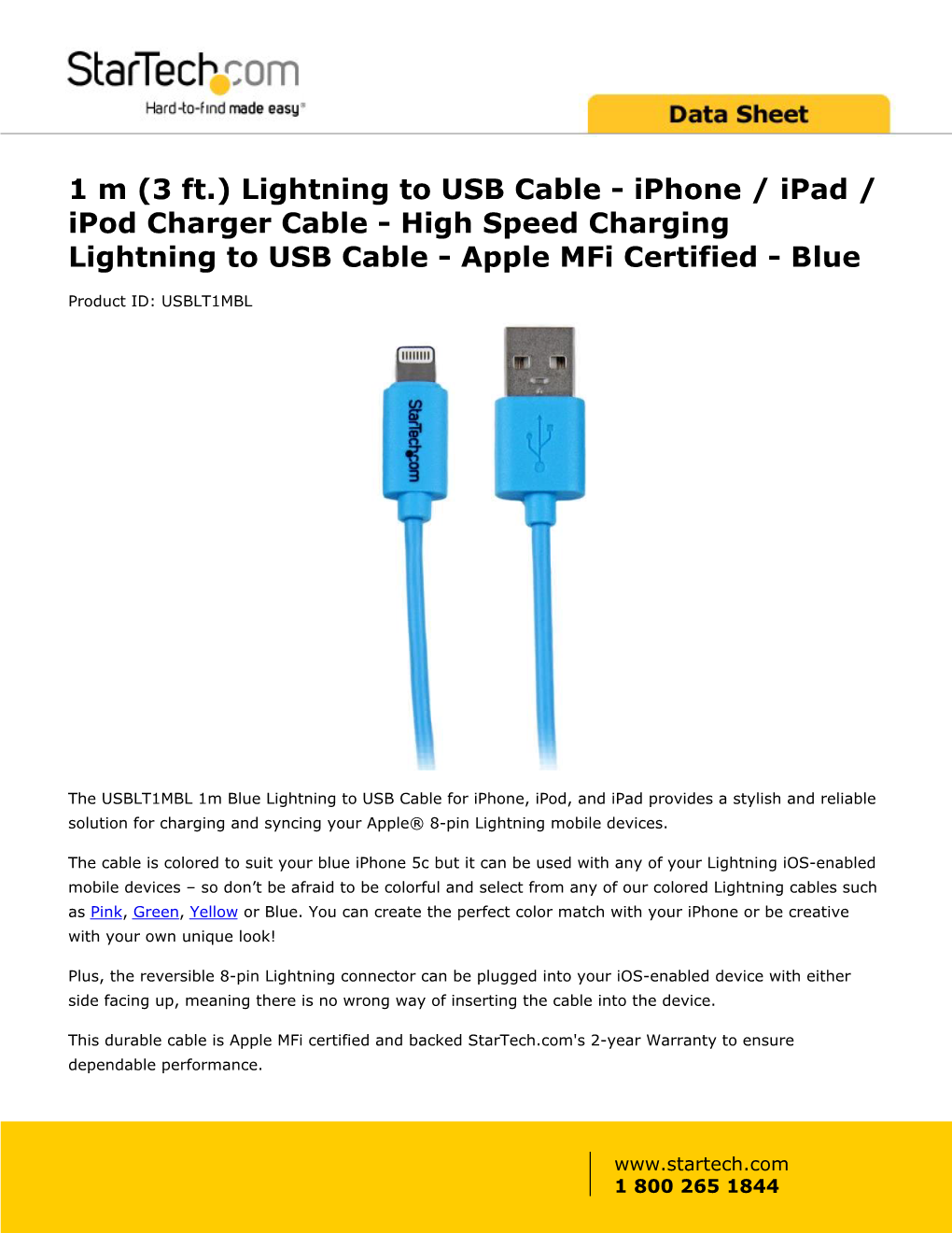 Blue Lightning Cable