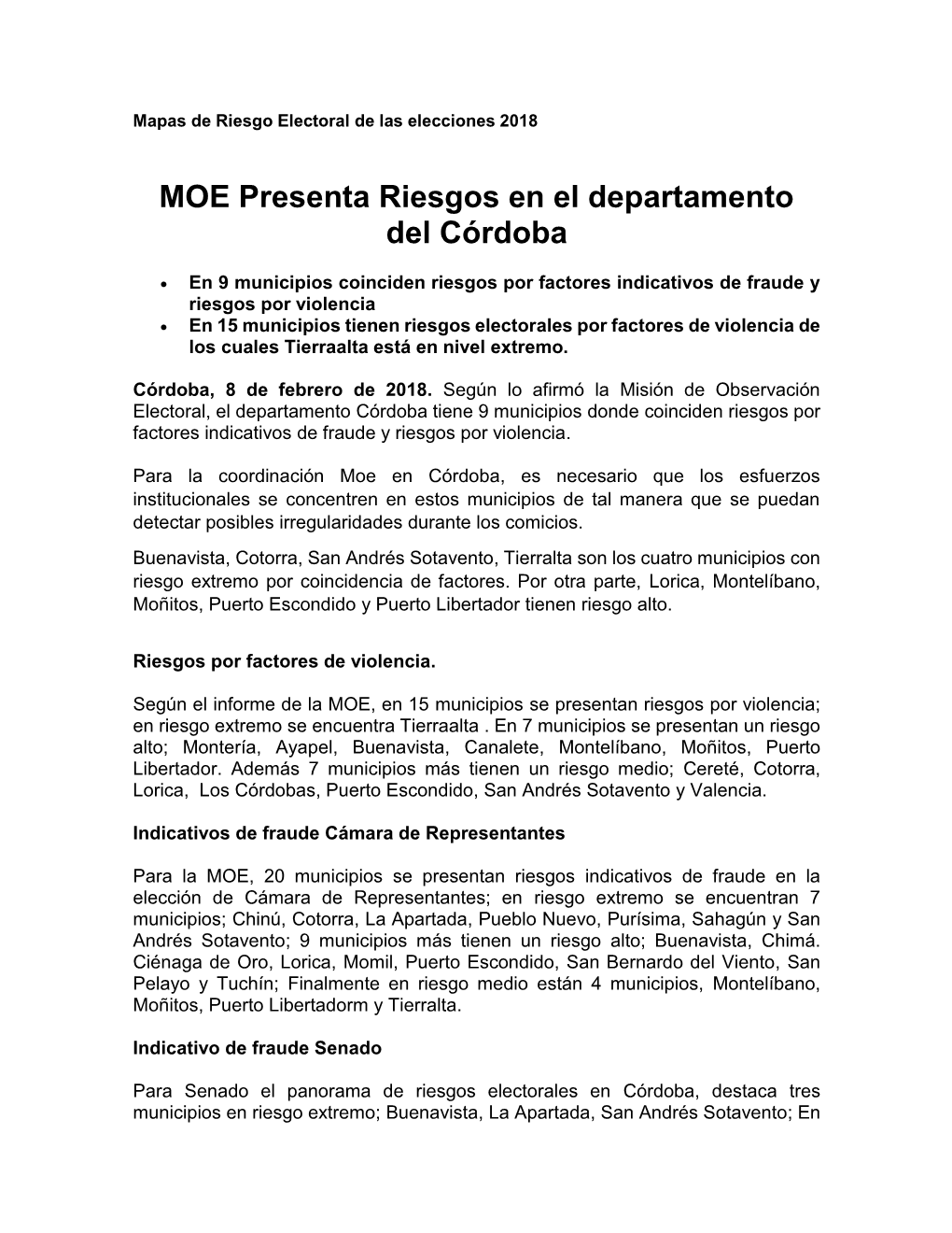 Comunicado Mre Córdoba