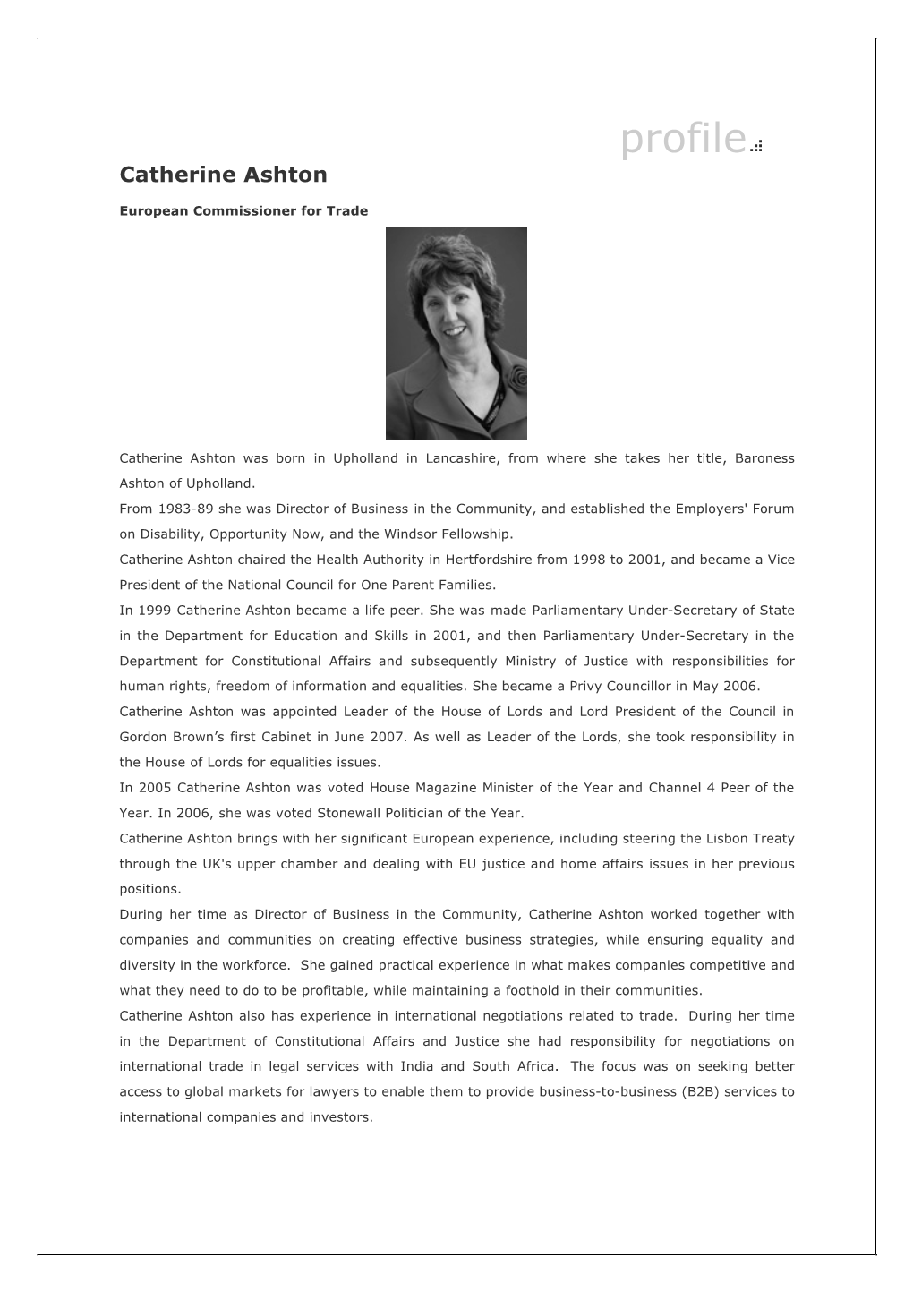 Profile Catherine Ashton