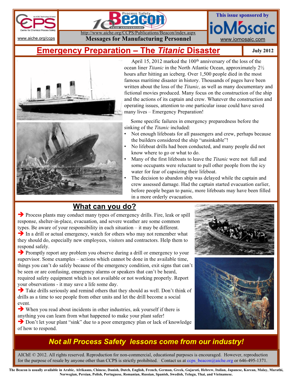 The Titanic Disaster