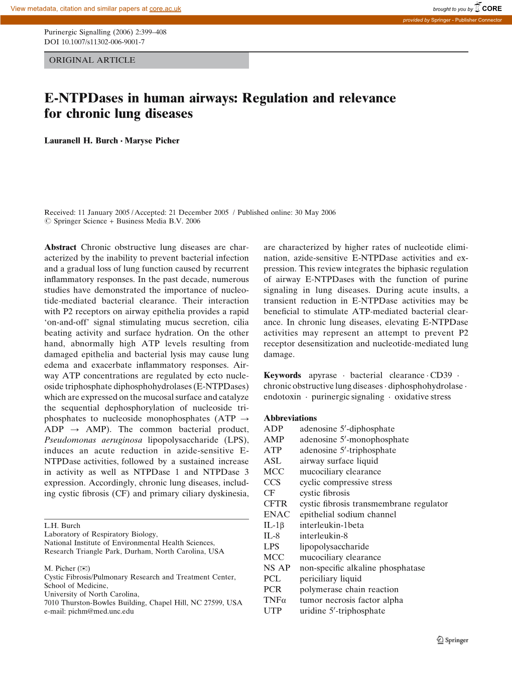 Regulation and Relevance for Chronic Lung Diseases