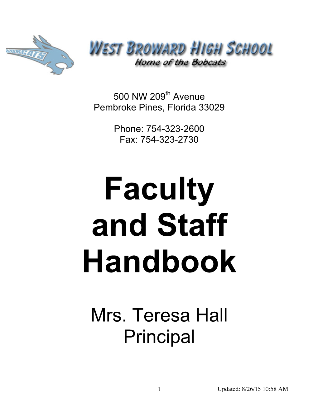 WBH Staff Handbook 2015-16