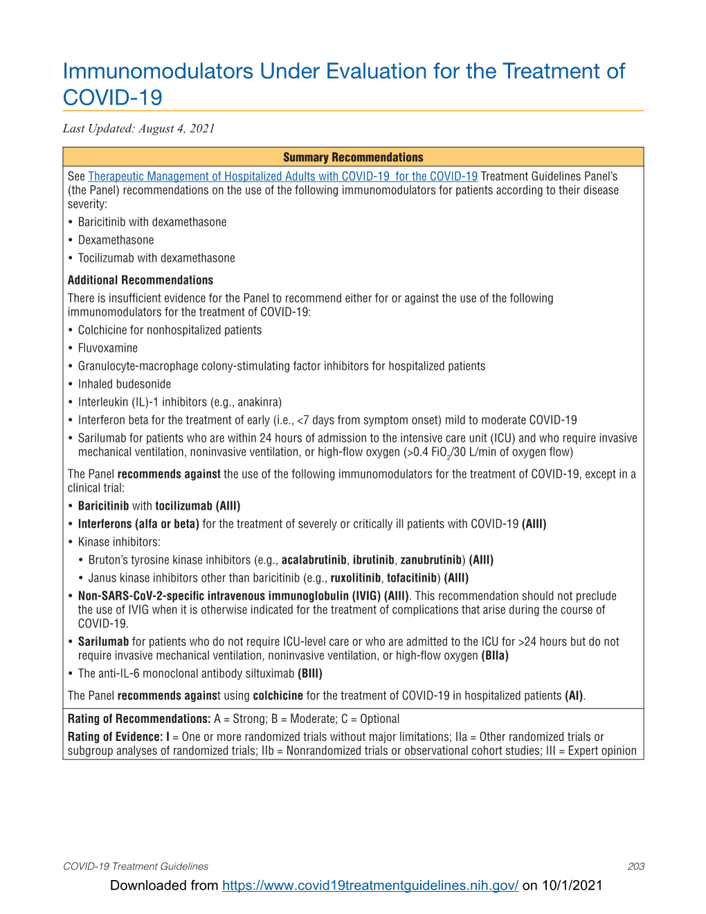 Immunomodulators Under Evaluation for the Treatment of COVID-19