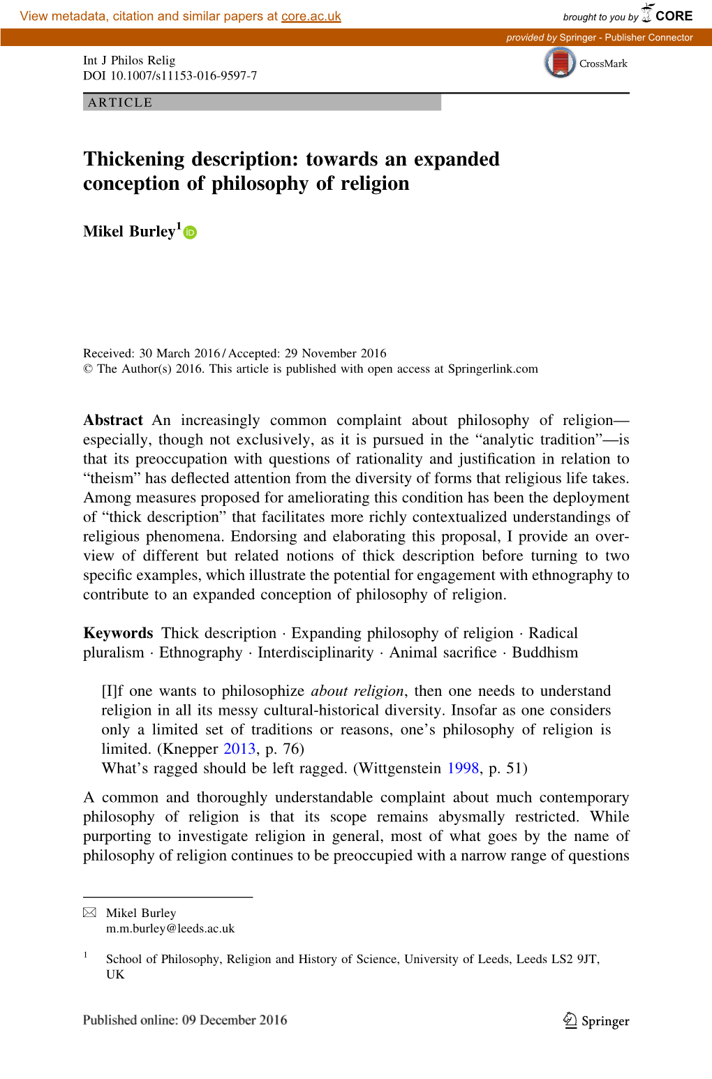 Towards an Expanded Conception of Philosophy of Religion