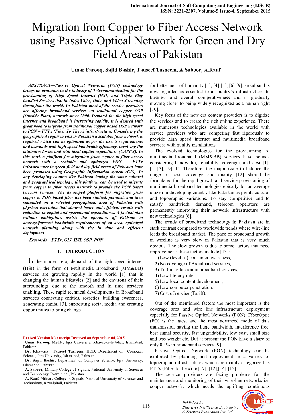 Migration from Copper to Fiber Access Network Using Passive Optical Network for Green and Dry Field Areas of Pakistan