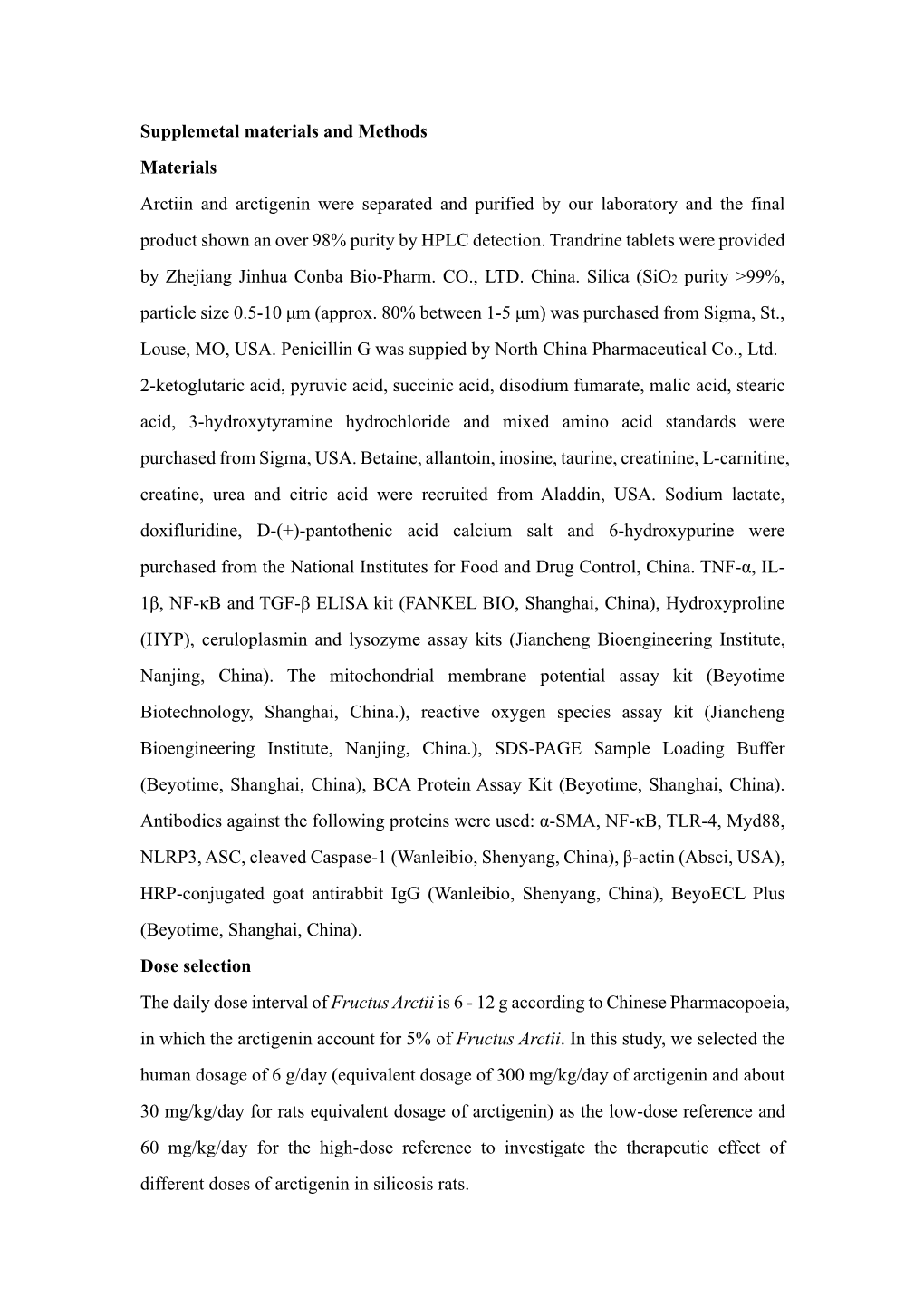 Supplemetal Materials and Methods Materials Arctiin and Arctigenin