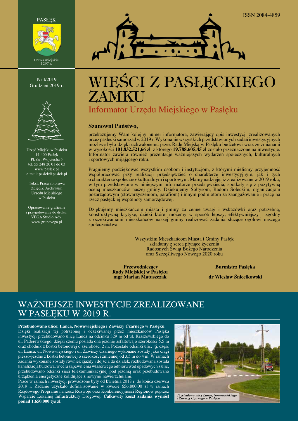 WIEŚCI Z PASŁĘCKIEGO ZAMKU Informator Urzędu Miejskiego W Pasłęku