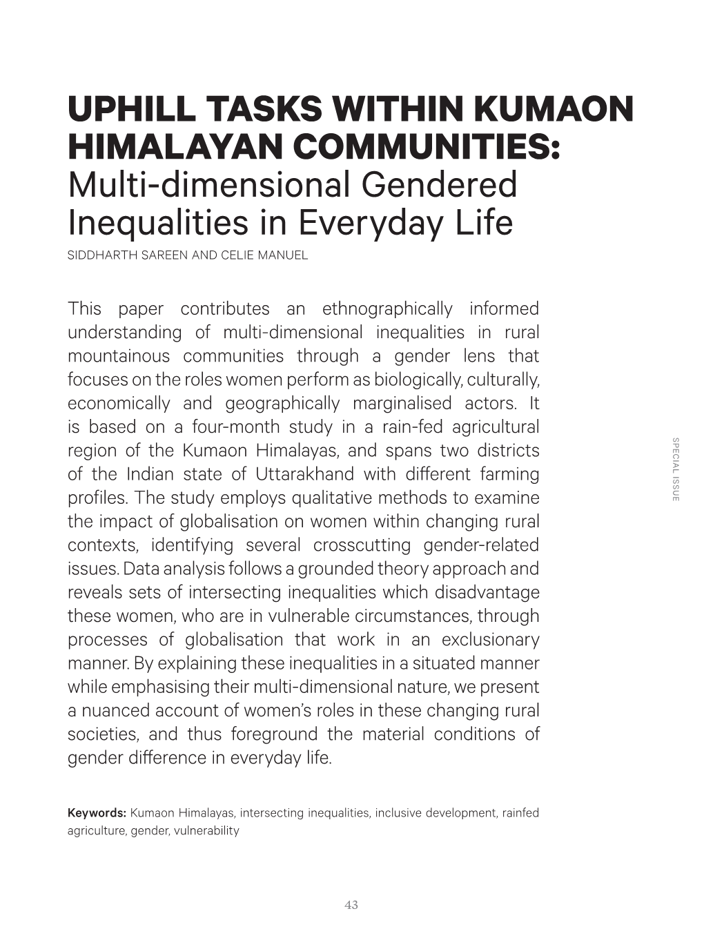 Multi-Dimensional Gendered Inequalities in Everyday Life