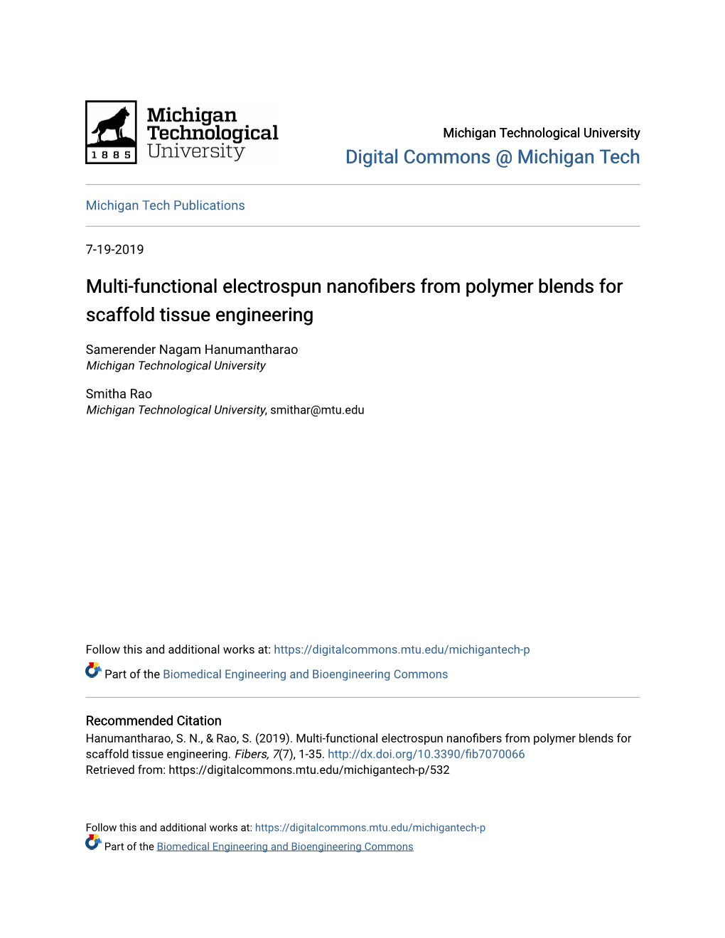 Multi-Functional Electrospun Nanofibers from Polymer Blends for Scaffold Tissue Engineering