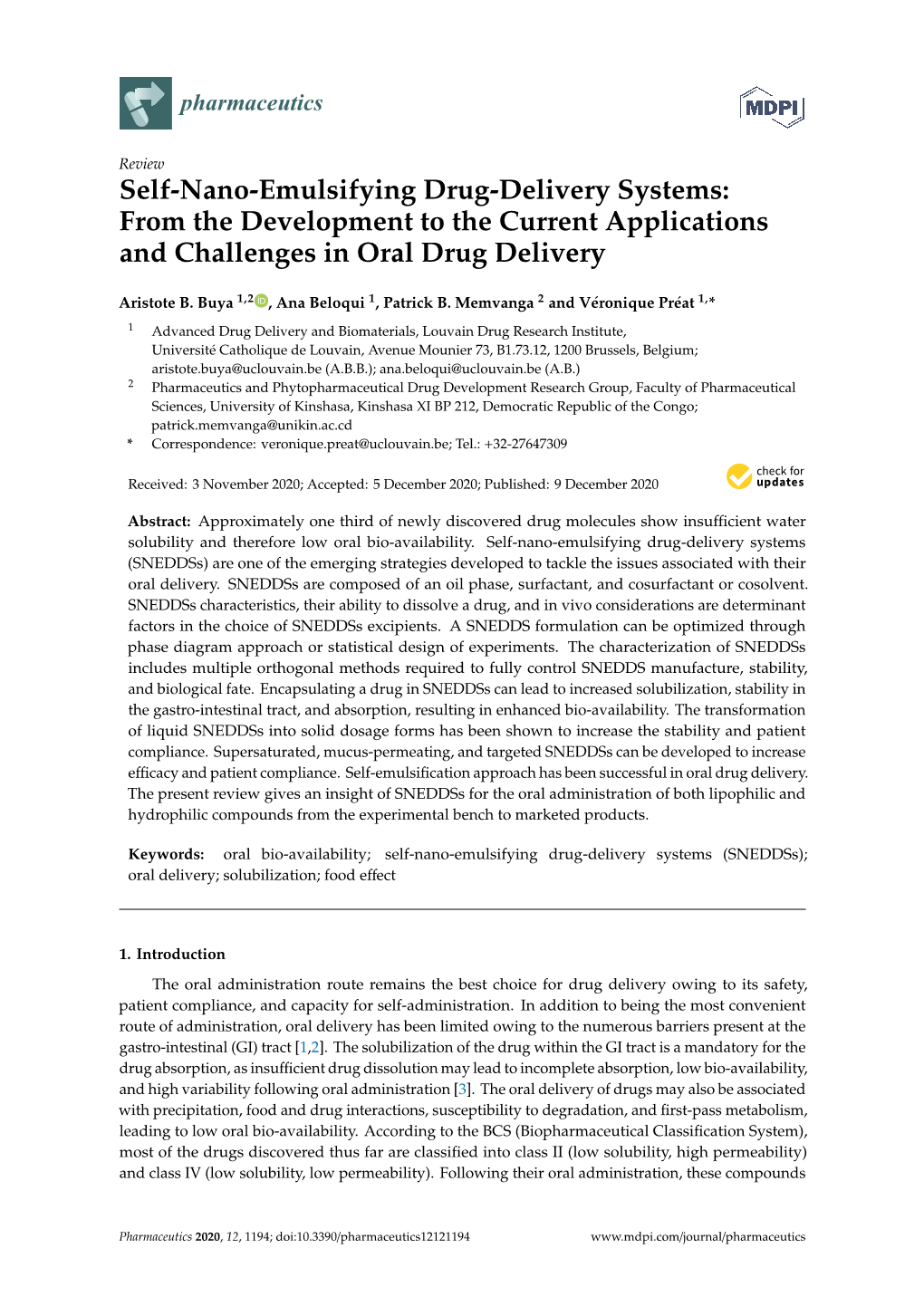 Self-Nano-Emulsifying Drug-Delivery Systems: from the Development to the Current Applications and Challenges in Oral Drug Delivery