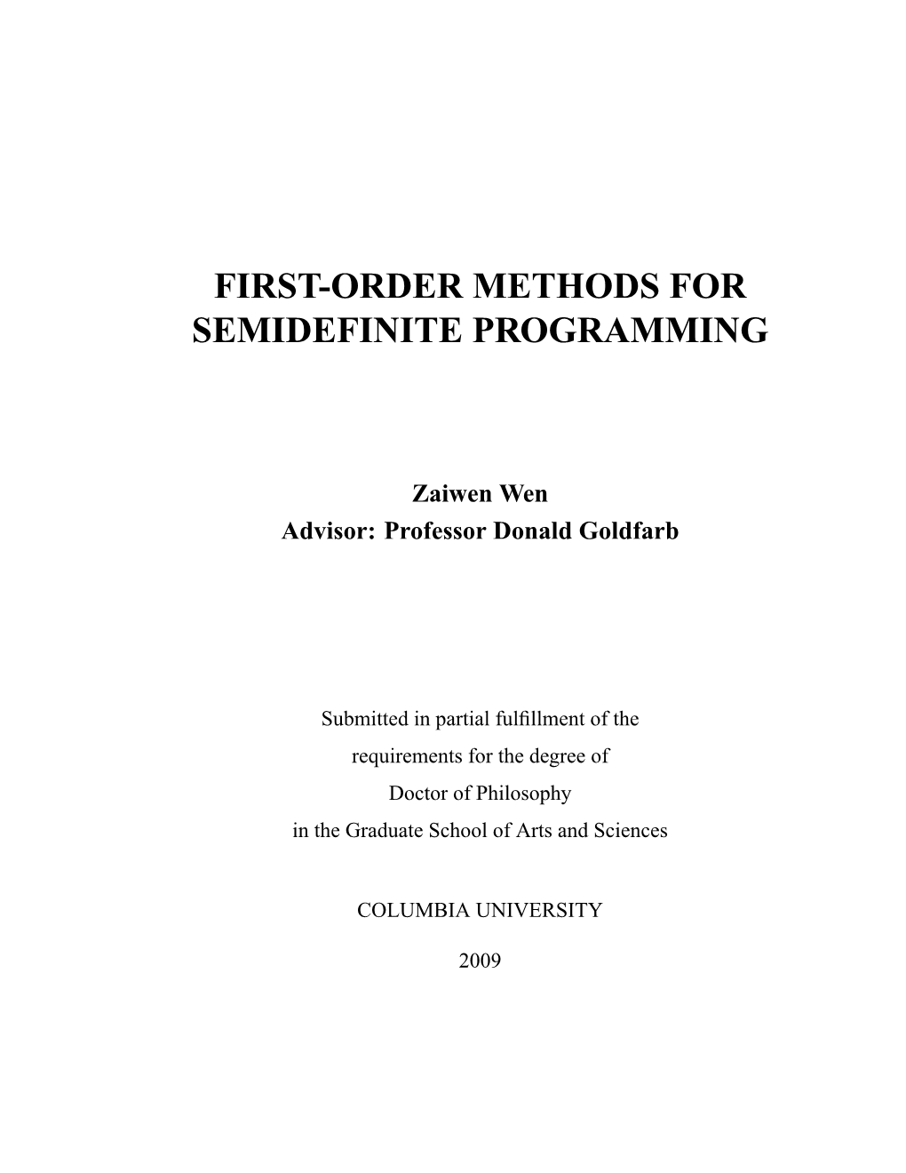 First-Order Methods for Semidefinite Programming