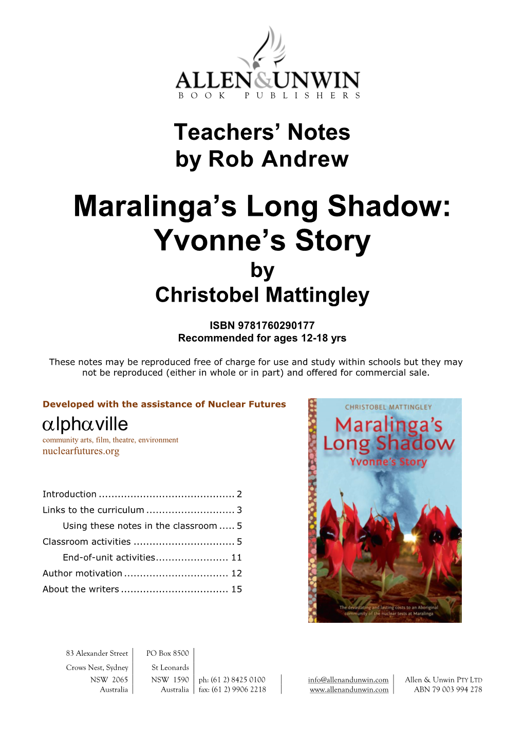 Mattingley Christobel Maralinga's Long Shadow Final Draft Teachers