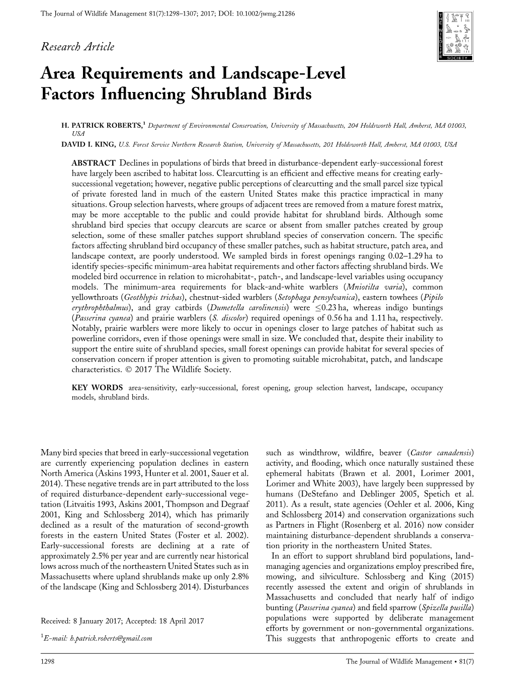 Area Requirements and Landscape-Level Factors Influencing