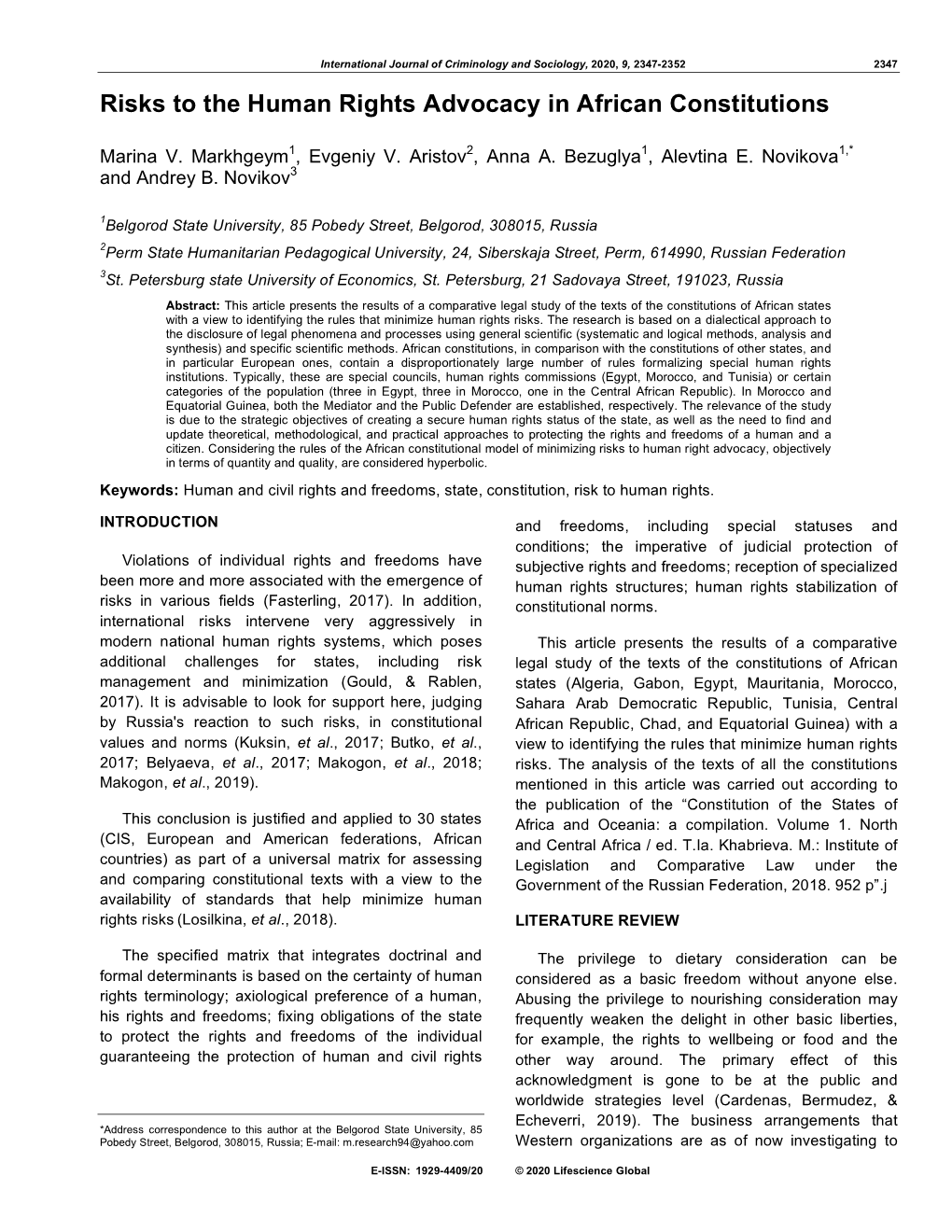 Risks to the Human Rights Advocacy in African Constitutions