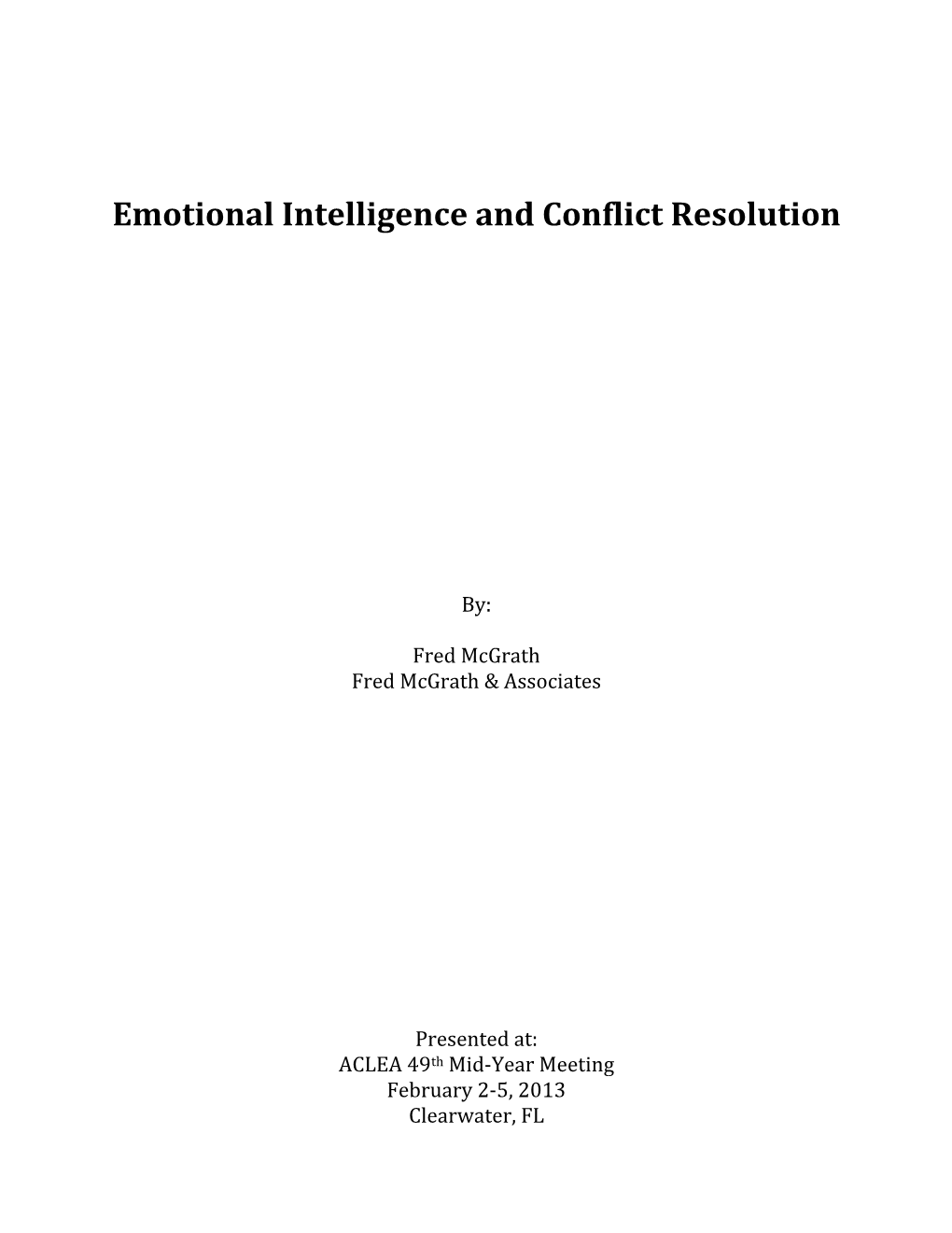 Emotional Intelligence and Conflict Resolution