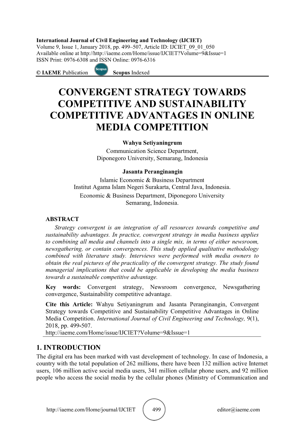 Convergent Strategy Towards Competitive and Sustainability Competitive Advantages in Online Media Competition