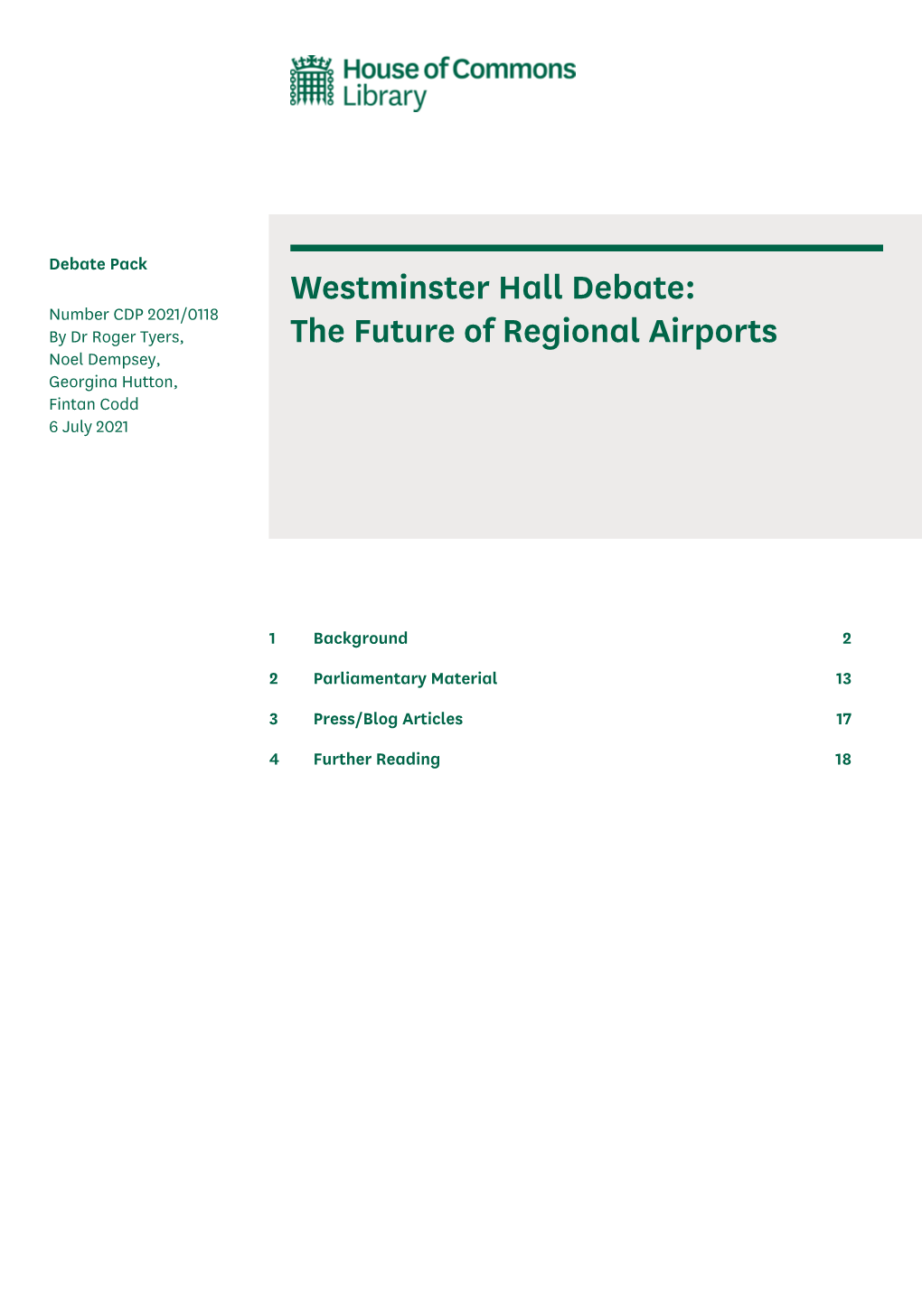 Westminster Hall Debate: the Future of Regional Airports