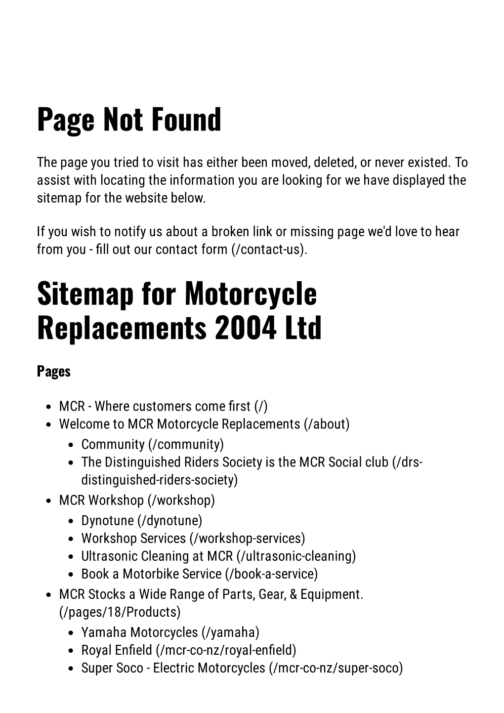 Sitemap for Motorcycle Replacements 2004 Ltd