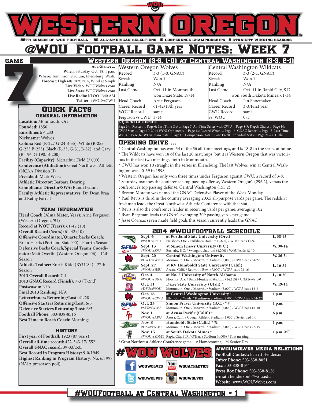 @WOU Football Game Notes: Week