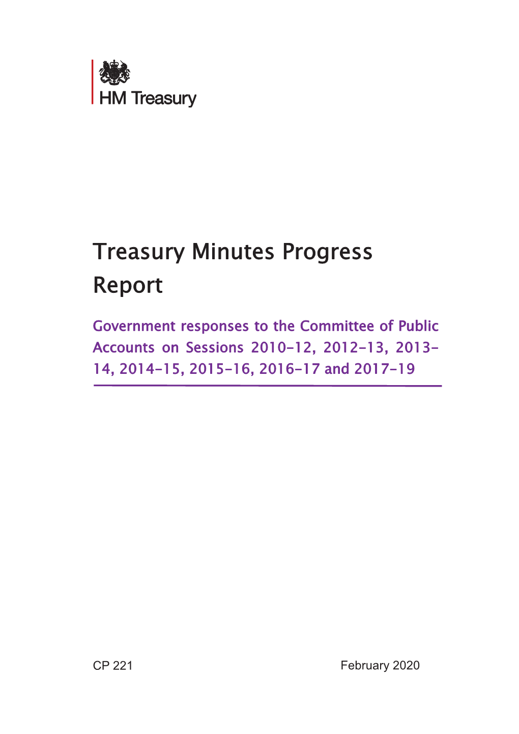 Treasury Minutes Progress Report