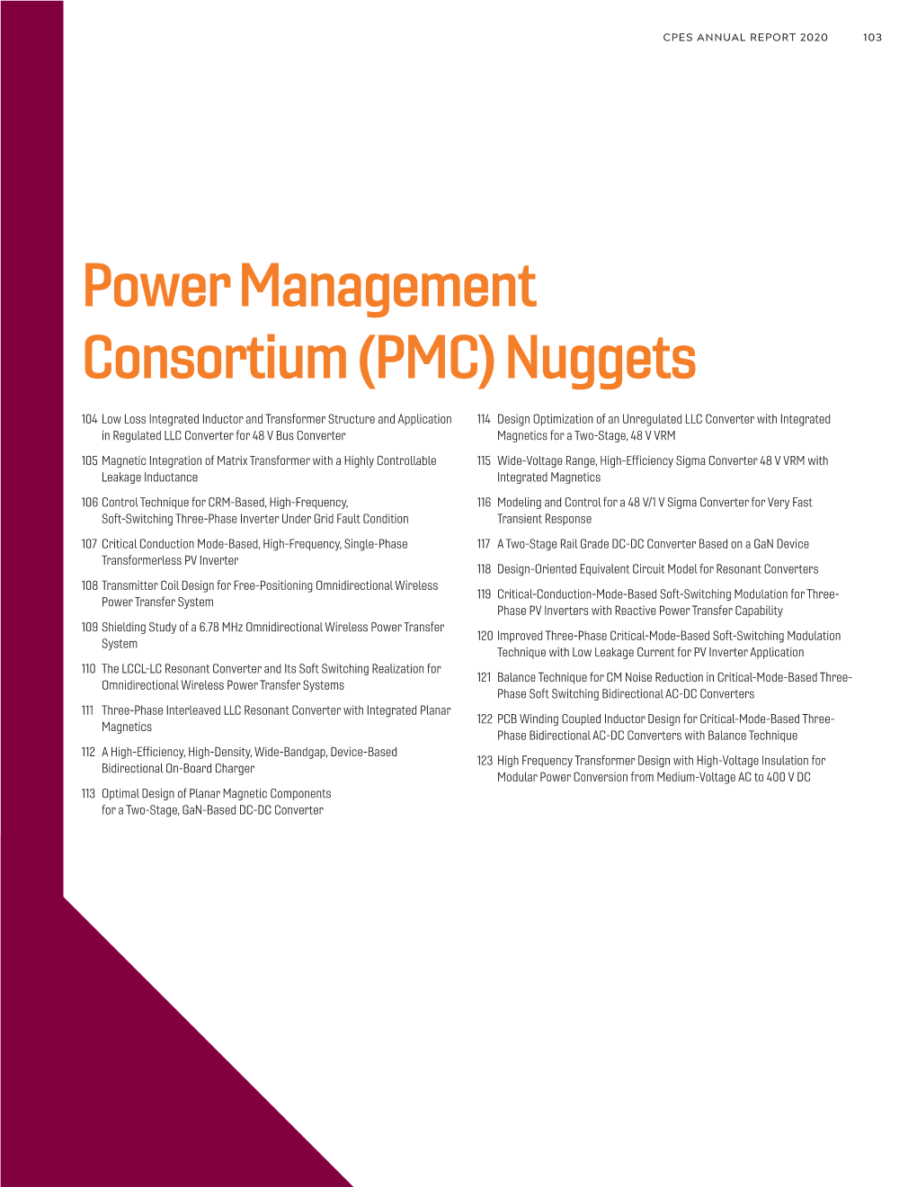 Power Management Consortium (PMC) Nuggets