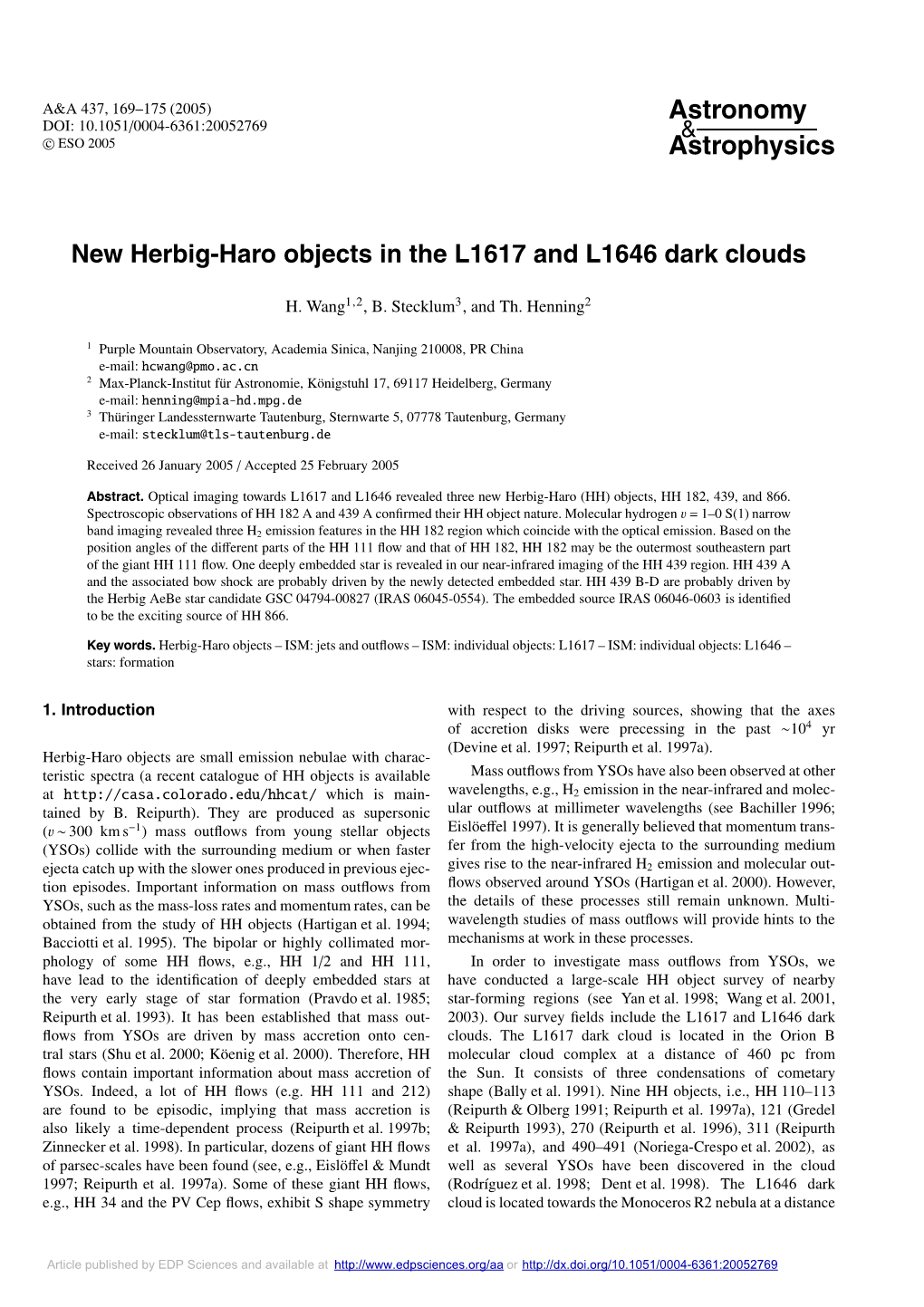 New Herbig-Haro Objects in the L1617 and L1646 Dark Clouds