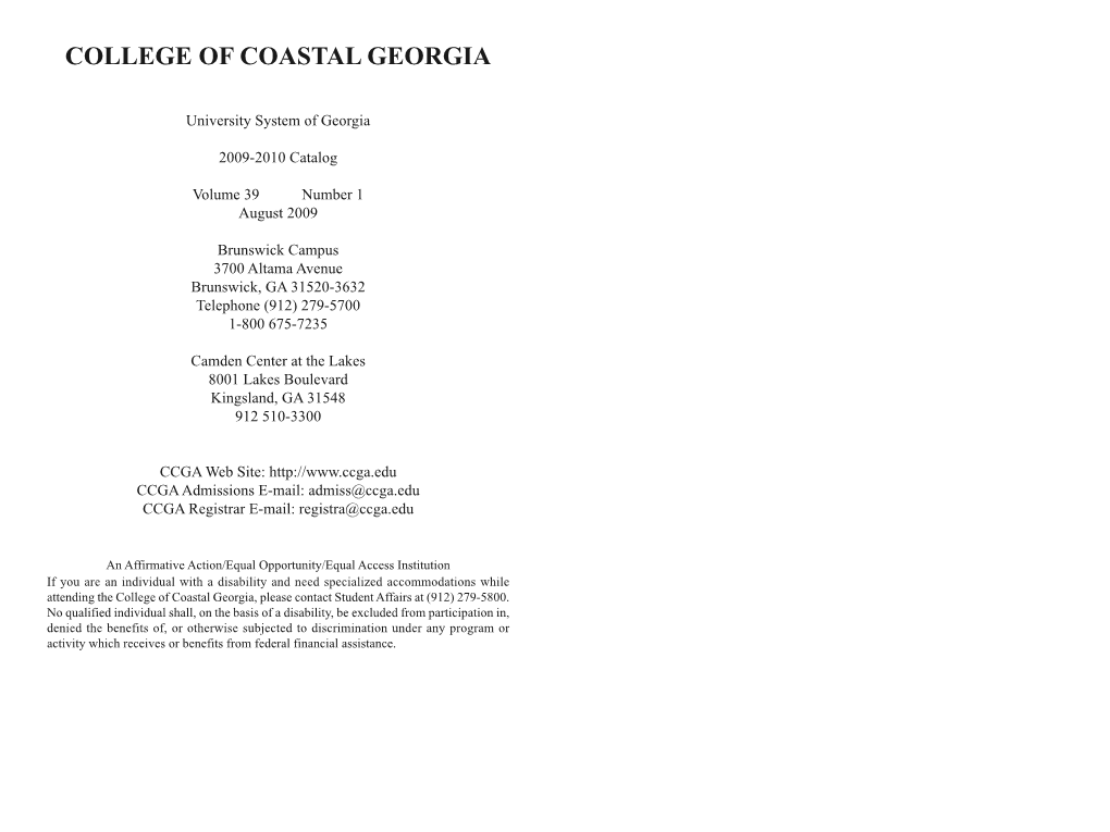 CCGA Catalog 2009-2010