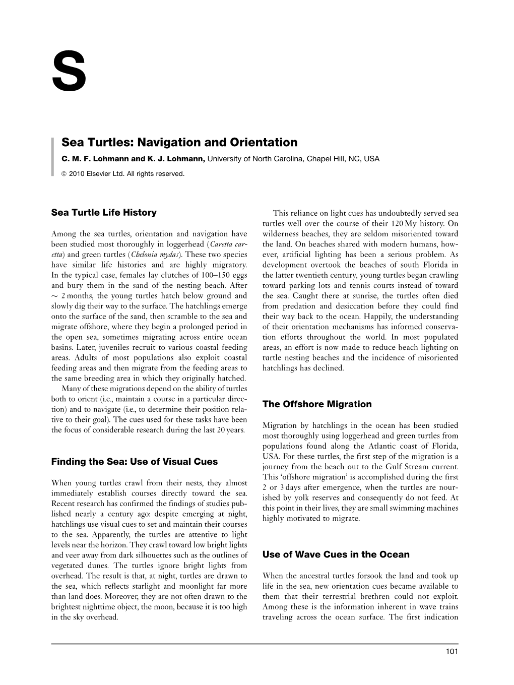 Sea Turtles: Navigation and Orientation C