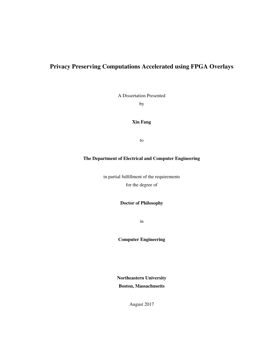 Privacy Preserving Computations Accelerated Using FPGA Overlays